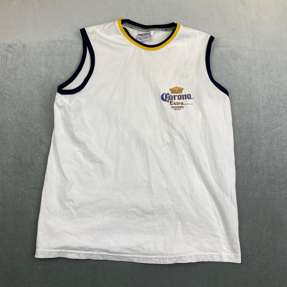 Corona Extra Tank Top White‎ Cancun Mexico Graphic Sleeveless Mens Extra Large